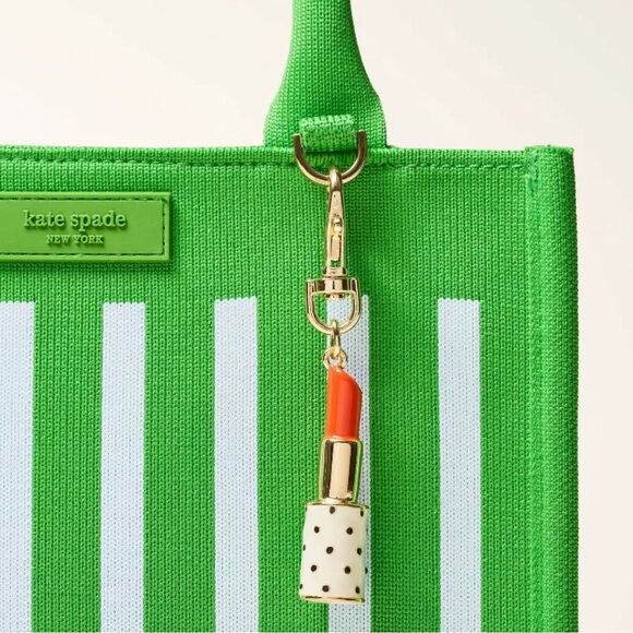 NWT! Lipstick Bag Charm Keychain - kate spade new york x Target Cream/Black/Red - Picture 2 of 5
